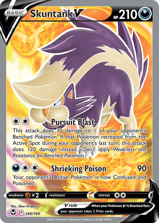 (180/195) Pokemon TCG Silver Tempest Single: Skuntank V  Ultra Rare