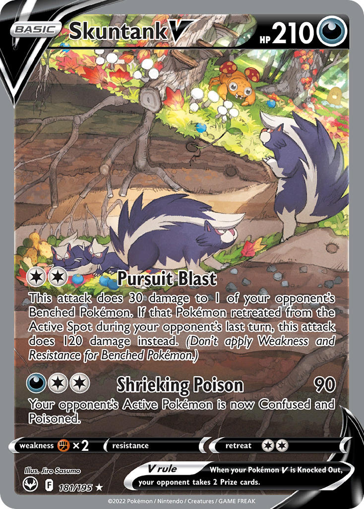 (181/195) Pokemon TCG Silver Tempest Single: Skuntank V  Ultra Rare