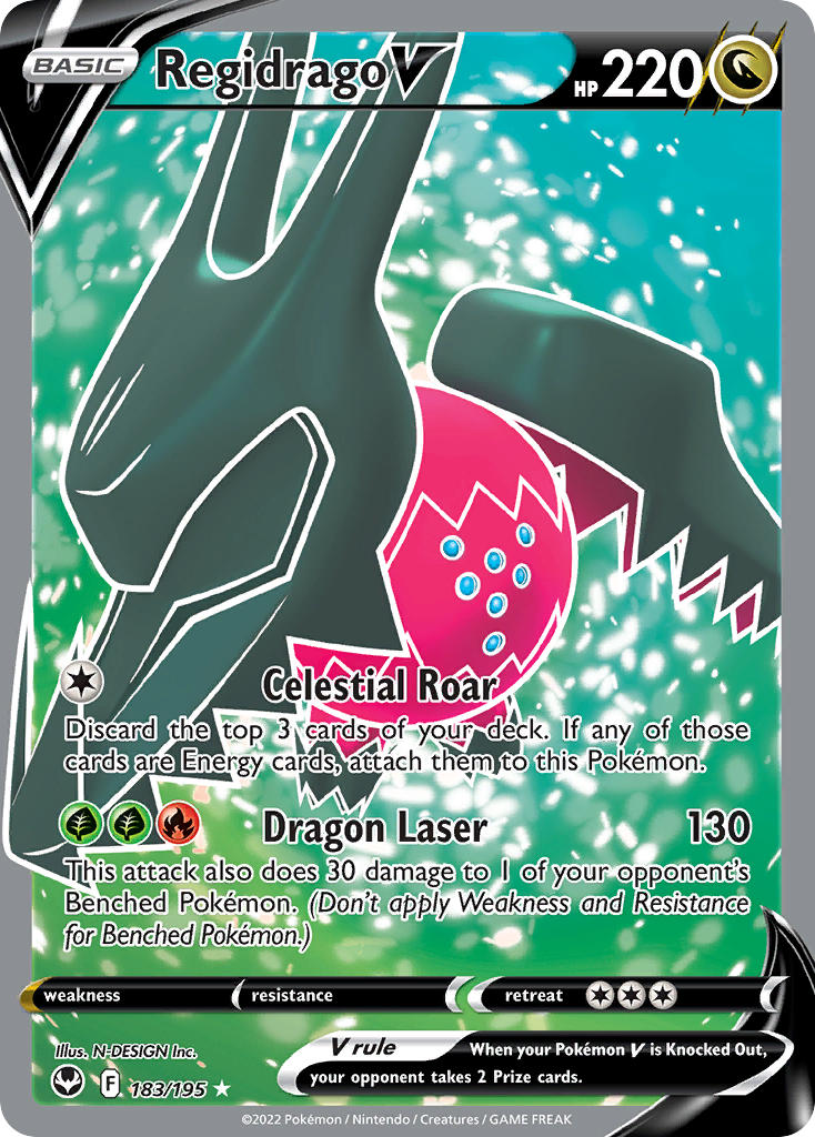 (183/195) Pokemon TCG Silver Tempest Single: Regidrago V  Ultra Rare