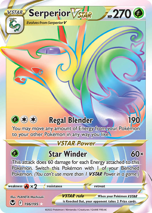 (196/195) Pokemon TCG Silver Tempest Single: Serperior VSTAR  Secret Rare