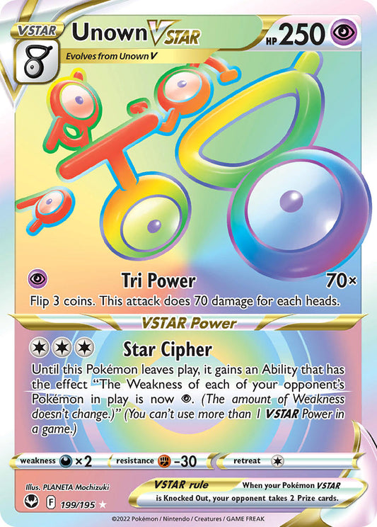 (199/195) Pokemon TCG Silver Tempest Single: Unown VSTAR  Secret Rare