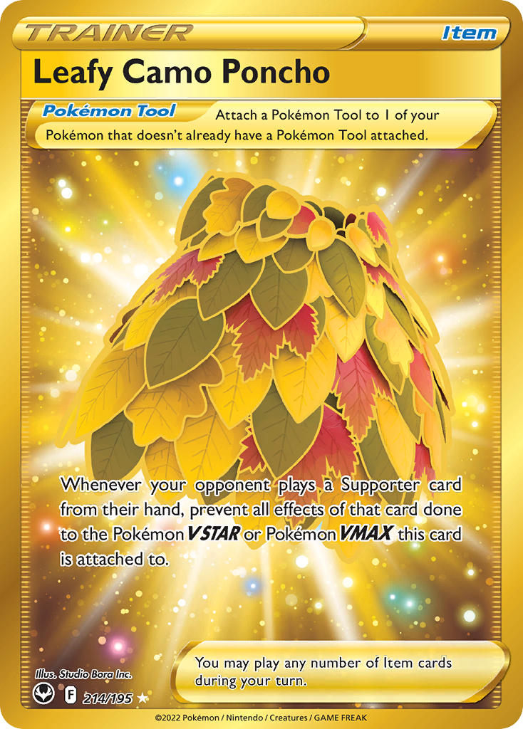 (214/195) Pokemon TCG Silver Tempest Single: Leafy Camo Poncho  Secret Rare