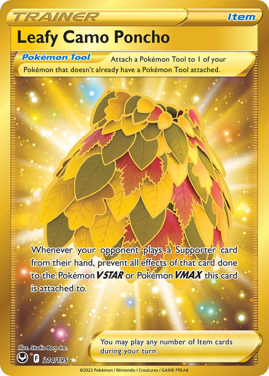 (214/195) Pokemon TCG Silver Tempest Single: Leafy Camo Poncho  Secret Rare