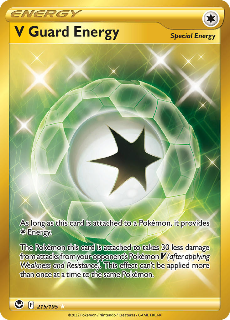 (215/195) Pokemon TCG Silver Tempest Single: V Guard Energy  Secret Rare