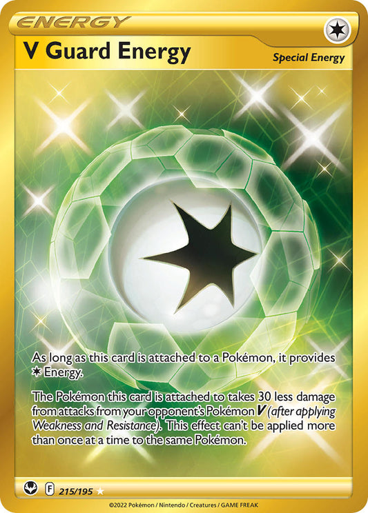 (215/195) Pokemon TCG Silver Tempest Single: V Guard Energy  Secret Rare