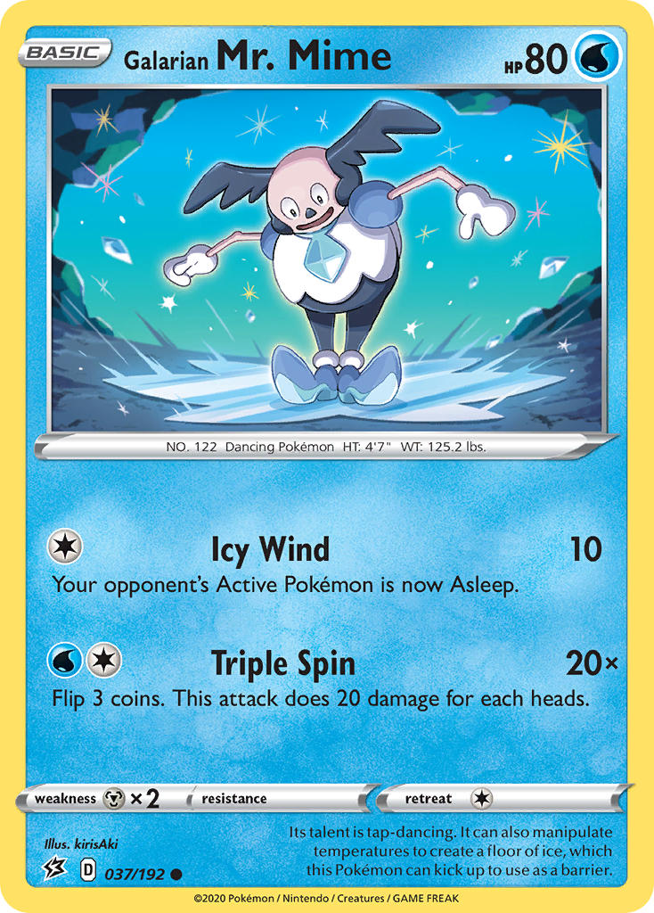 (037/192) Pokemon TCG Rebel Clash Single: Galarian Mr. Mime Reverse Holo Common