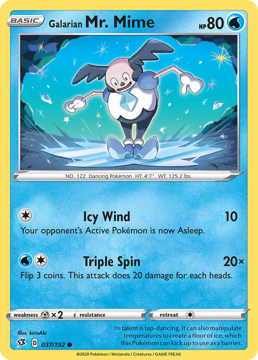 (037/192) Pokemon TCG Rebel Clash Single: Galarian Mr. Mime Reverse Holo Common