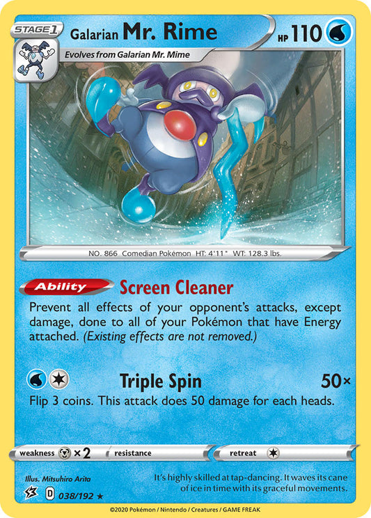 (038/192) Pokemon TCG Rebel Clash Single: Galarian Mr. Rime Reverse Holo Rare