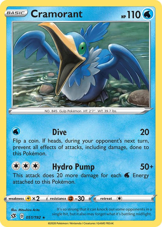 (051/192) Pokemon TCG Rebel Clash Single: Cramorant Reverse Holo Rare