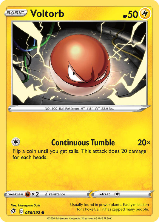(056/192) Pokemon TCG Rebel Clash Single: Voltorb Reverse Holo Common