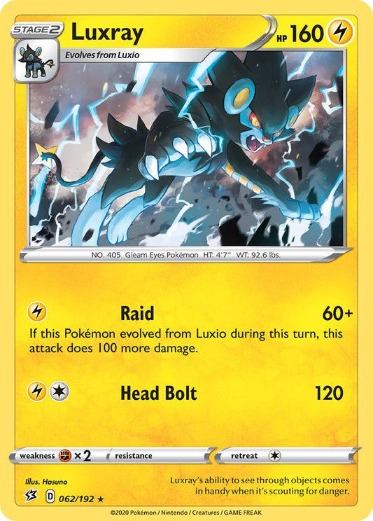 (062/192) Pokemon TCG Rebel Clash Single: Luxray  Holo Rare