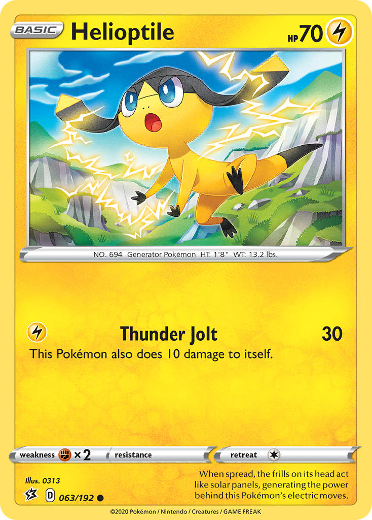 (063/192) Pokemon TCG Rebel Clash Single: Helioptile Reverse Holo Common