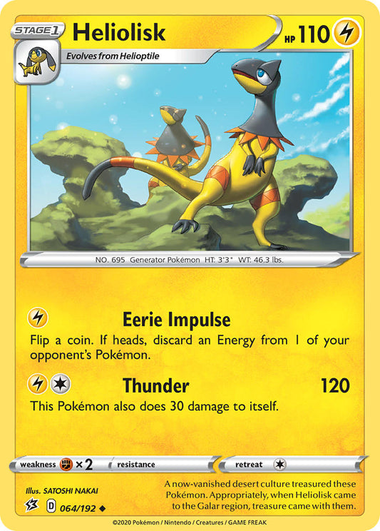 (064/192) Pokemon TCG Rebel Clash Single: Heliolisk  Uncommon