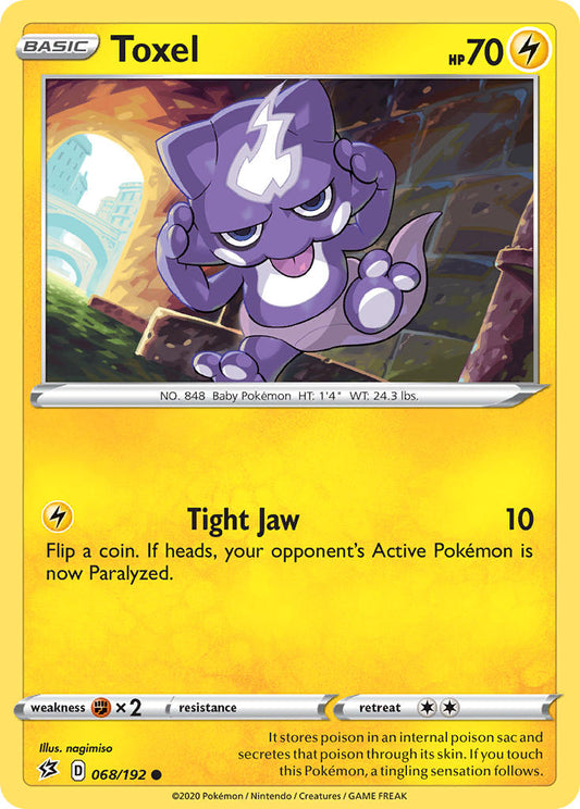 (068/192) Pokemon TCG Rebel Clash Single: Toxel Reverse Holo Common