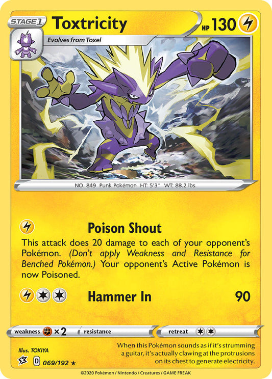 (069/192) Pokemon TCG Rebel Clash Single: Toxtricity  Rare