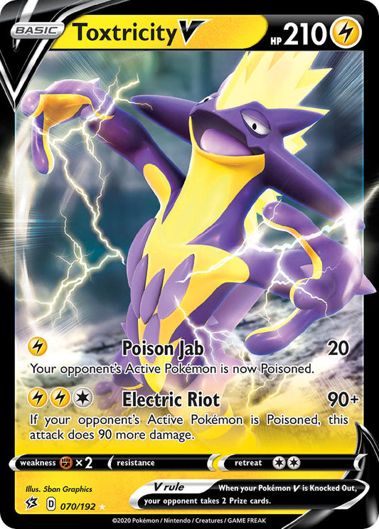 (070/192) Pokemon TCG Rebel Clash Single: Toxtricity V  Ultra Rare