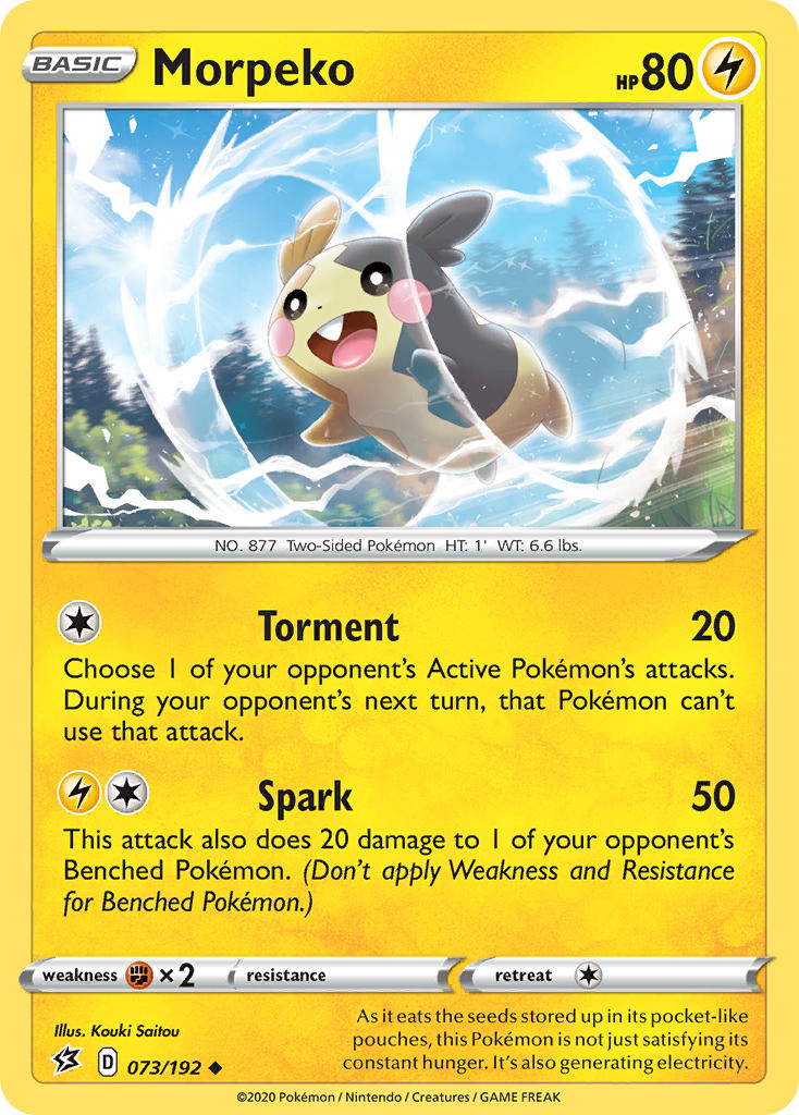 (073/192) Pokemon TCG Rebel Clash Single: Morpeko Reverse Holo Uncommon