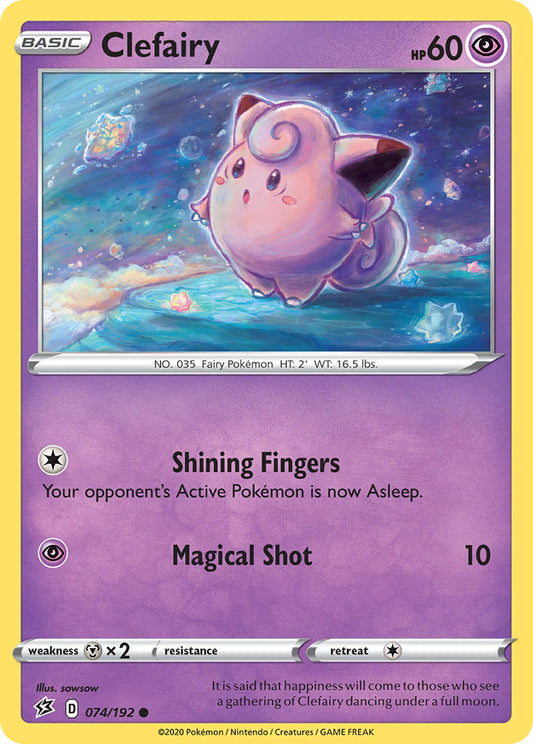 (074/192) Pokemon TCG Rebel Clash Single: Clefairy Reverse Holo Common