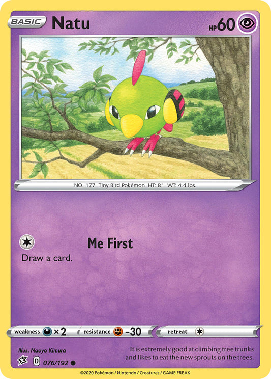 (076/192) Pokemon TCG Rebel Clash Single: Natu Reverse Holo Common