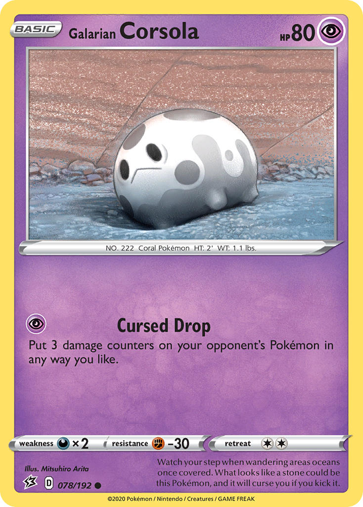 (078/192) Pokemon TCG Rebel Clash Single: Galarian Corsola Reverse Holo Common