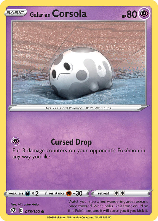 (078/192) Pokemon TCG Rebel Clash Single: Galarian Corsola Reverse Holo Common