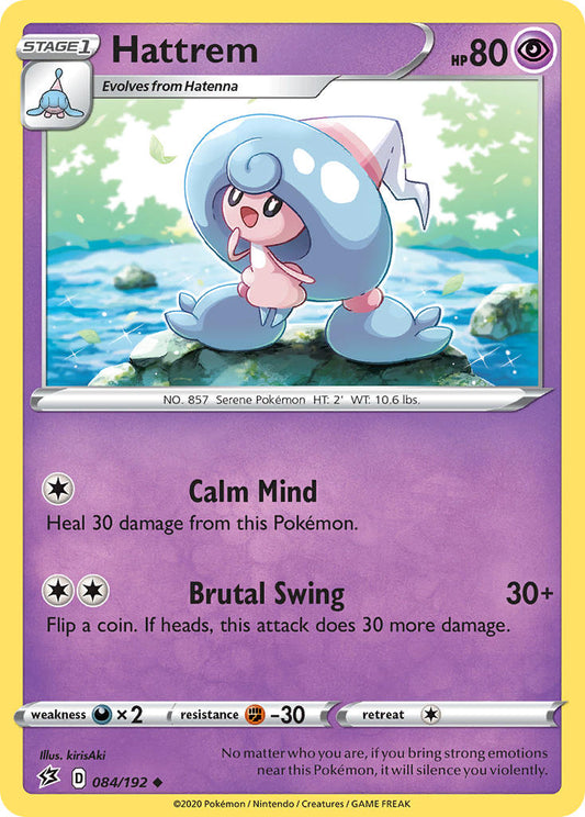 (084/192) Pokemon TCG Rebel Clash Single: Hattrem Reverse Holo Uncommon