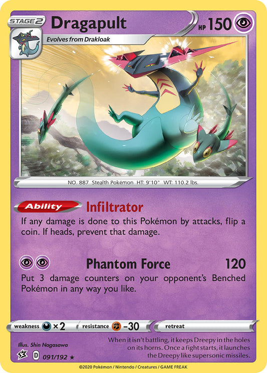 (091/192) Pokemon TCG Rebel Clash Single: Dragapult  Holo Rare