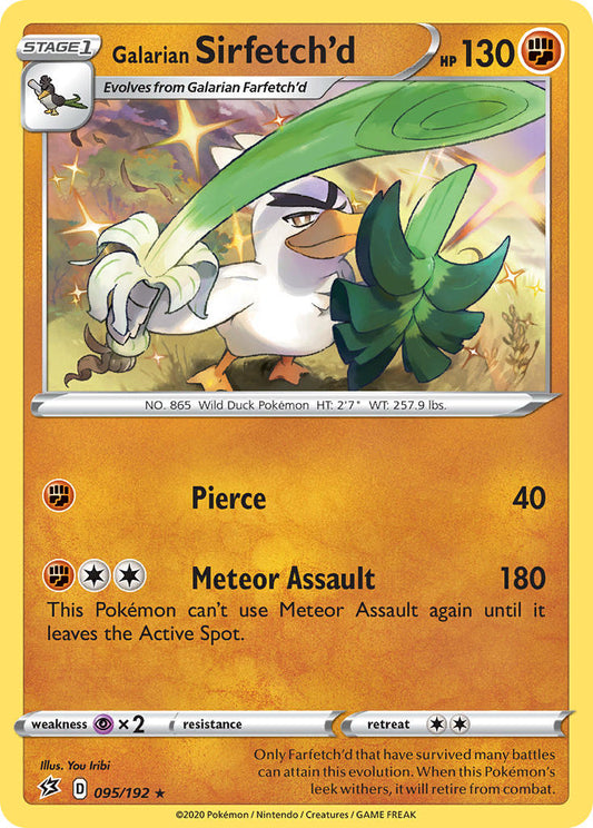 (095/192) Pokemon TCG Rebel Clash Single: Galarian Sirfetch'd  Holo Rare