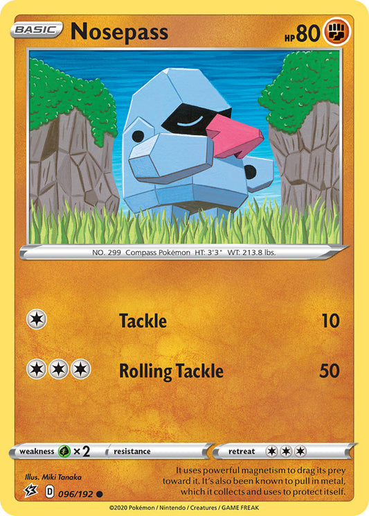 (096/192) Pokemon TCG Rebel Clash Single: Nosepass  Common