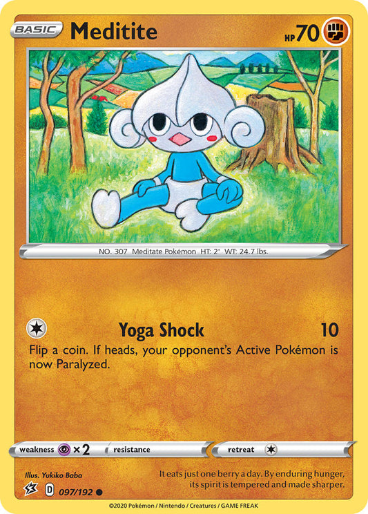 (097/192) Pokemon TCG Rebel Clash Single: Meditite Reverse Holo Common