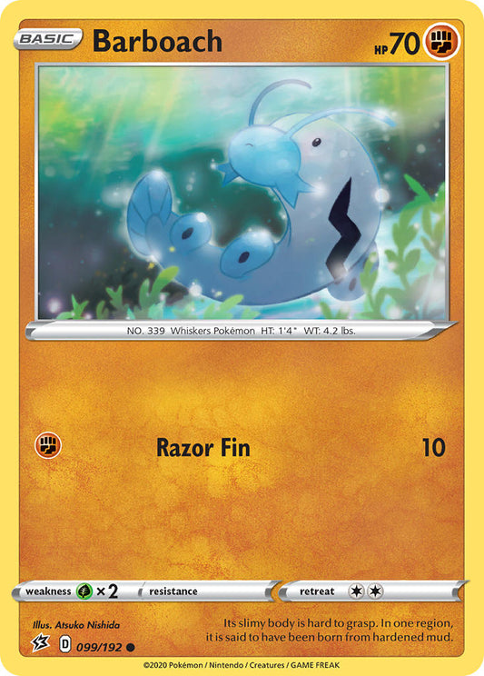 (099/192) Pokemon TCG Rebel Clash Single: Barboach Reverse Holo Common