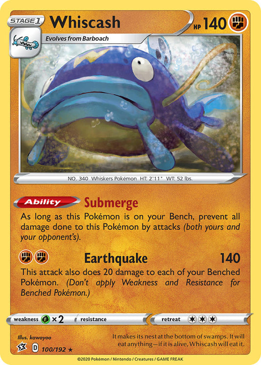(100/192) Pokemon TCG Rebel Clash Single: Whiscash  Rare