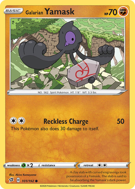 (101/192) Pokemon TCG Rebel Clash Single: Galarian Yamask  Common