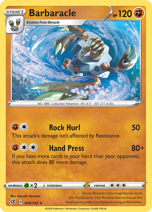 (104/192) Pokemon TCG Rebel Clash Single: Barbaracle Reverse Holo Rare
