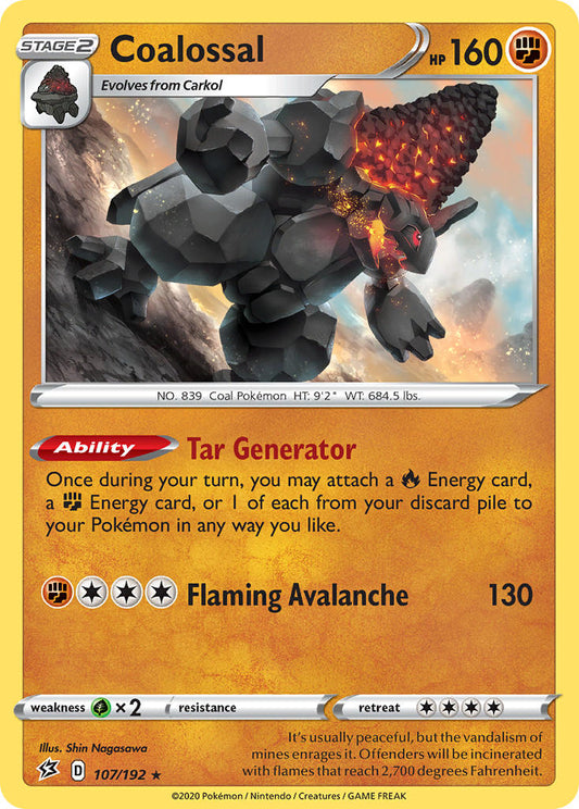 (107/192) Pokemon TCG Rebel Clash Single: Coalossal Reverse Holo Holo Rare