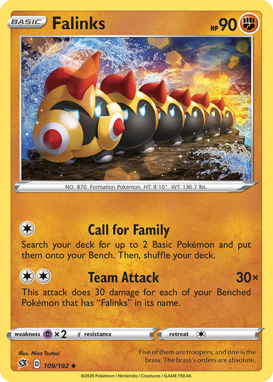 (109/192) Pokemon TCG Rebel Clash Single: Falinks  Uncommon