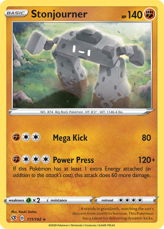 (111/192) Pokemon TCG Rebel Clash Single: Stonjourner Reverse Holo Holo Rare