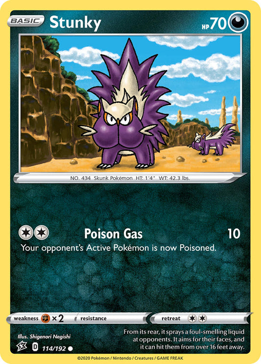 (114/192) Pokemon TCG Rebel Clash Single: Stunky Reverse Holo Common