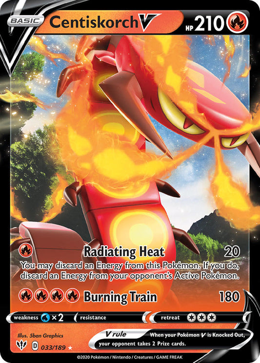 (033/189) Pokemon TCG Darkness Ablaze Single: Centiskorch V  Ultra Rare