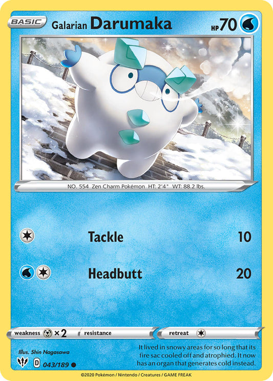 (043/189) Pokemon TCG Darkness Ablaze Single: Galarian Darumaka Reverse Holo Common