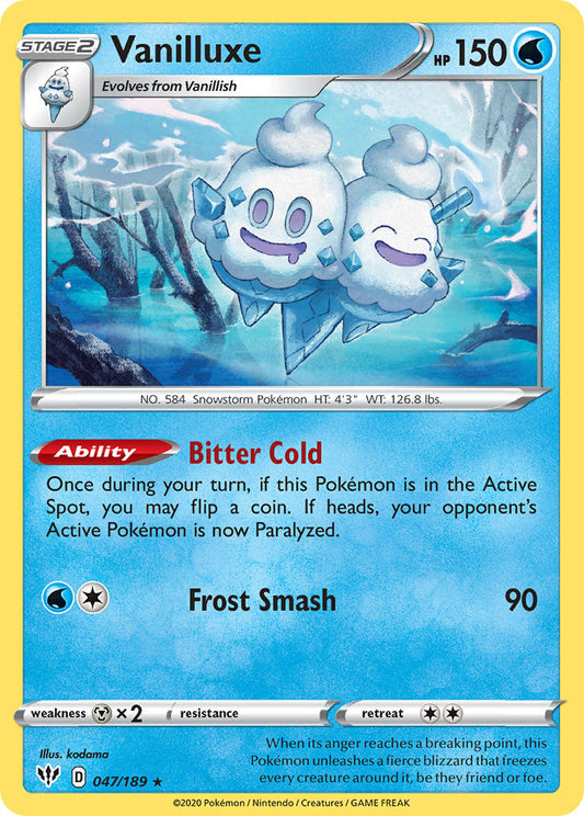 (047/189) Pokemon TCG Darkness Ablaze Single: Vanilluxe Reverse Holo Rare