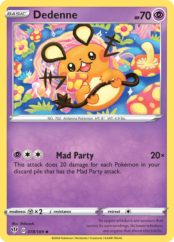 (078/189) Pokemon TCG Darkness Ablaze Single: Dedenne  Uncommon