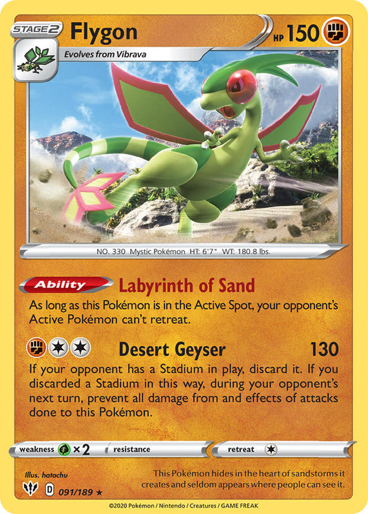 (091/189) Pokemon TCG Darkness Ablaze Single: Flygon  Rare