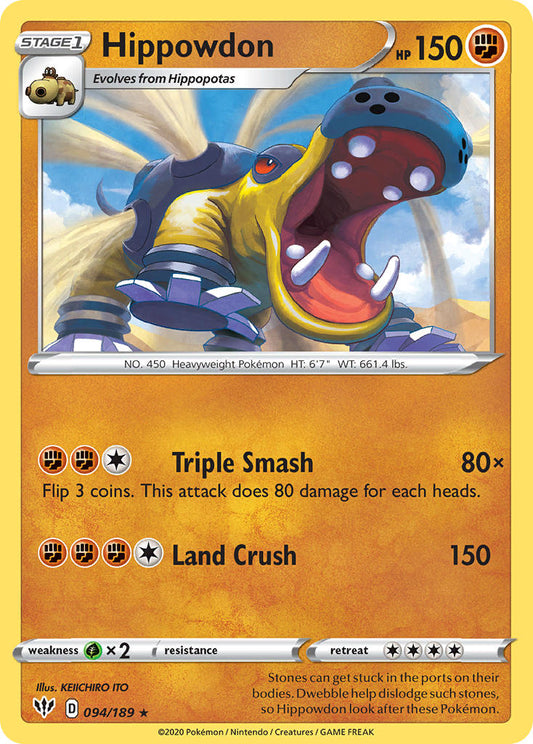 (094/189) Pokemon TCG Darkness Ablaze Single: Hippowdon  Rare