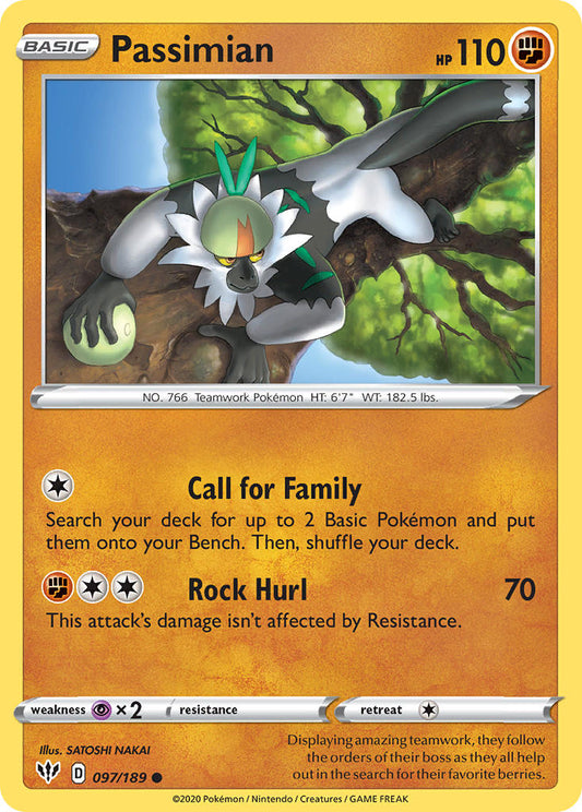 (097/189) Pokemon TCG Darkness Ablaze Single: Passimian  Common