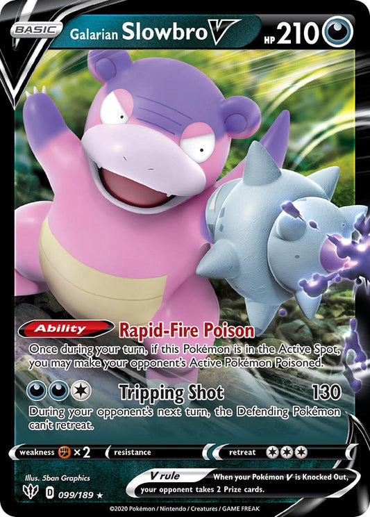 (099/189) Pokemon TCG Darkness Ablaze Single: Galarian Slowbro V  Ultra Rare