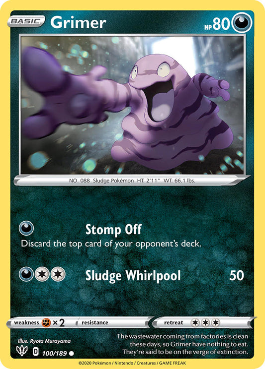 (100/189) Pokemon TCG Darkness Ablaze Single: Grimer Reverse Holo Common