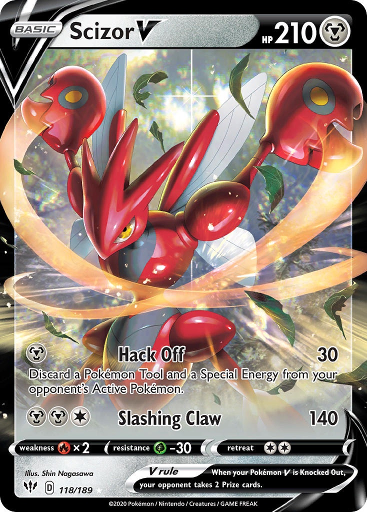 (118/189) Pokemon TCG Darkness Ablaze Single: Scizor V  Ultra Rare