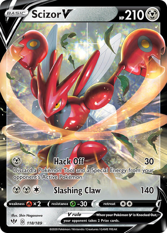 (118/189) Pokemon TCG Darkness Ablaze Single: Scizor V  Ultra Rare
