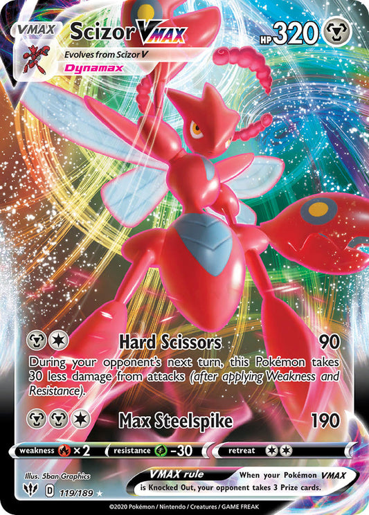 (119/189) Pokemon TCG Darkness Ablaze Single: Scizor VMAX  Ultra Rare